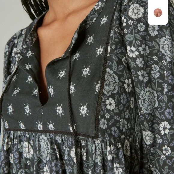 Lucky Brand Boho Peasant Black Floral Blouse- XXL - Picture 4 of 12